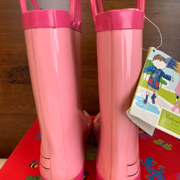 Western Chief NEW Pink Kitty Rain Boots Size 2 - Picture 6 of 12